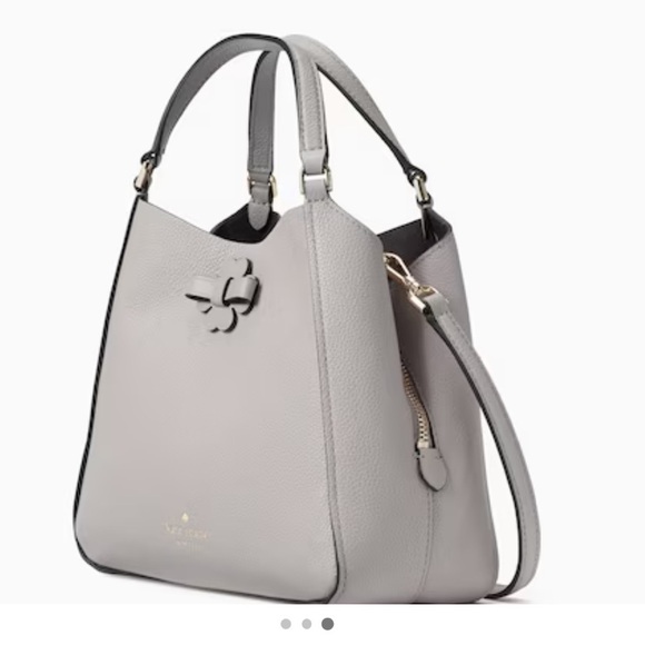 - NWT Kate Spade Soft Taupe Grey Pebbled Leather Triple Compartment Talia Satcel - Picture 4 of 13
